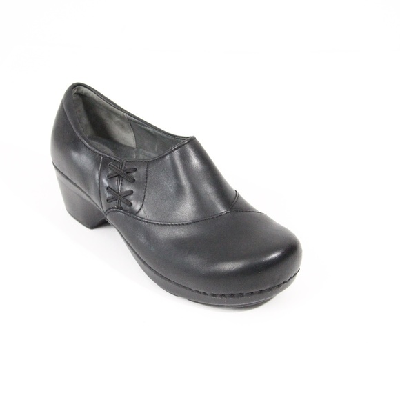 Dansko Platform Clogs Women Chunky Shoes Black Leather Slip on EU 40 - Picture 3 of 10